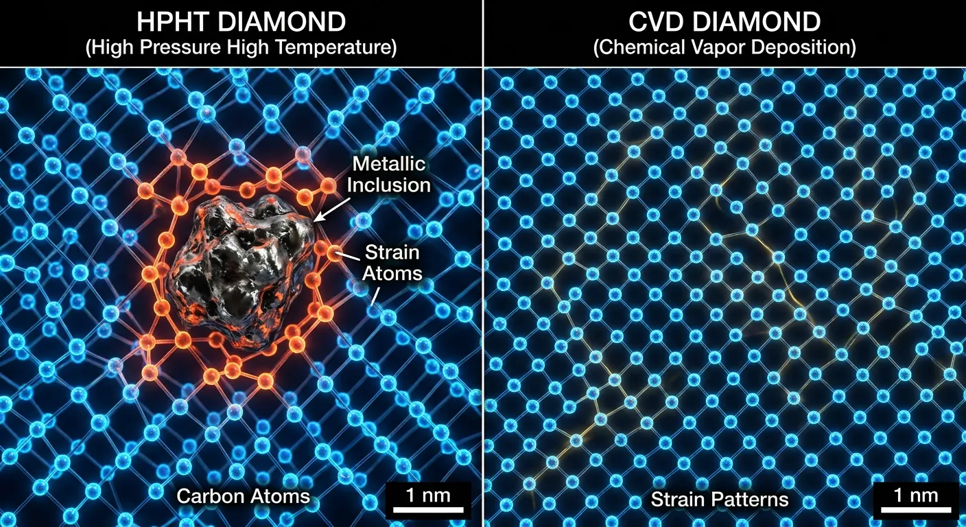 Atomic Lattice Comparison HPHT vs CVD