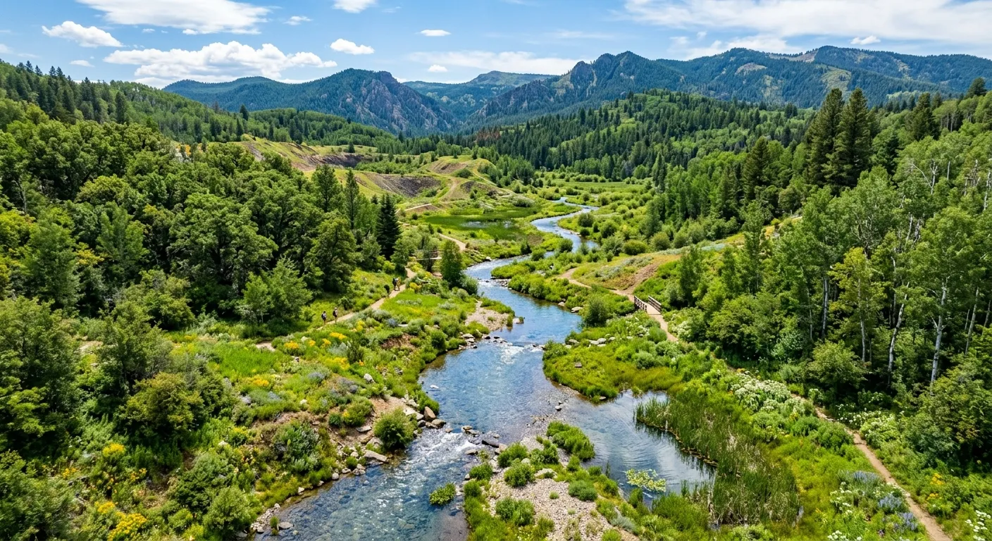 Lush restored habitat over a former mining site